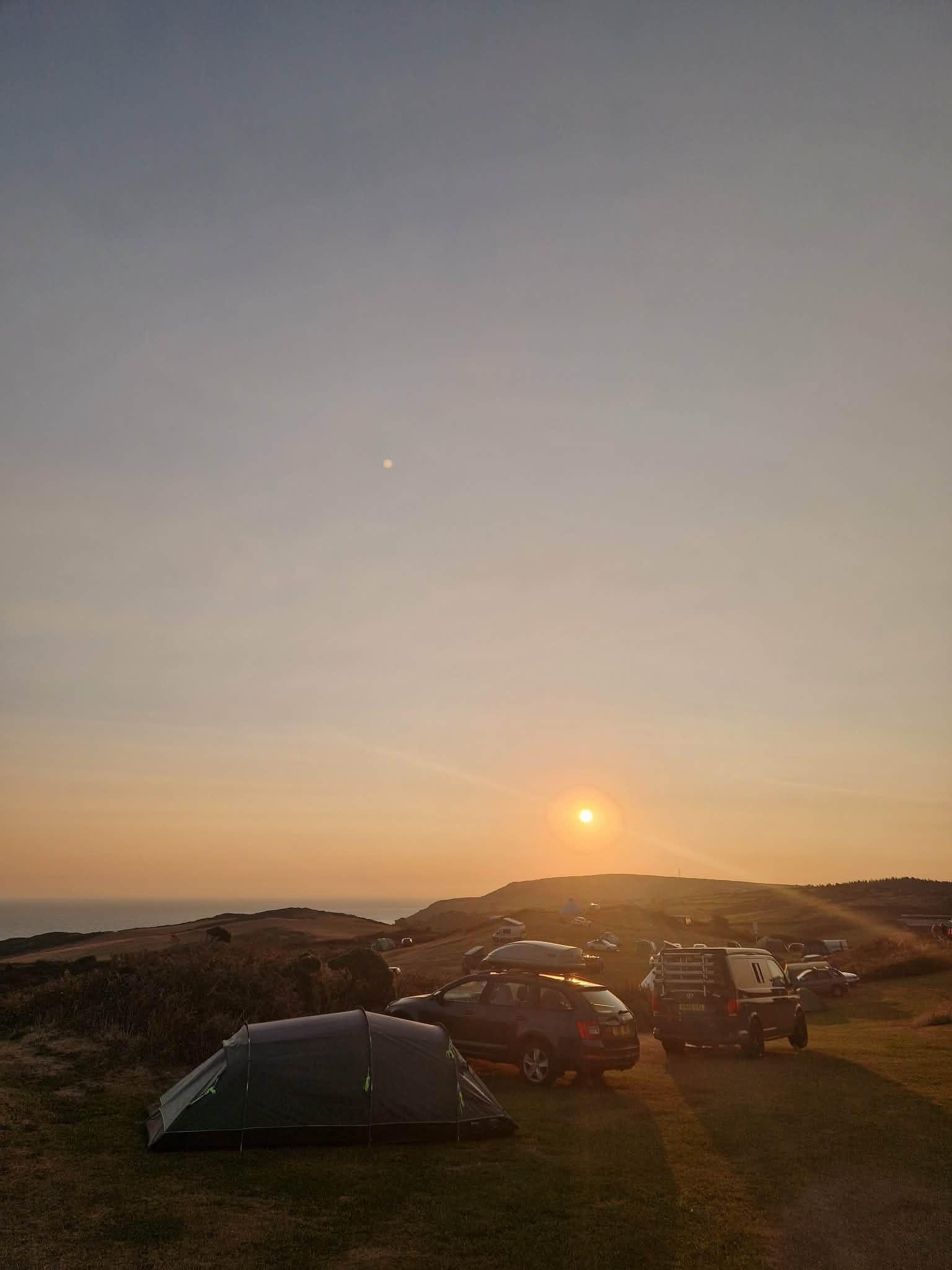 Sunset across the camping field