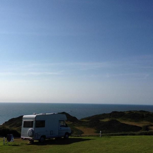 Touring caravan at North Morte Farm