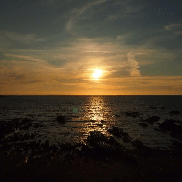 Sunset over the sea from the North Devon coast