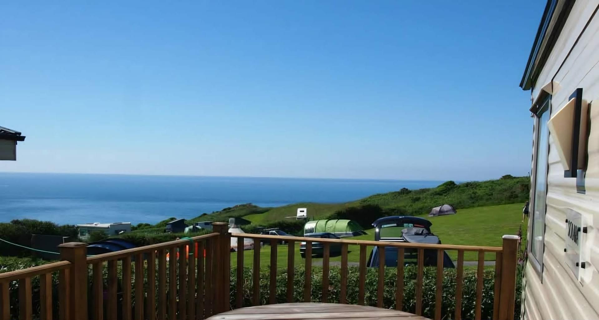 Wide view of the coast and fields